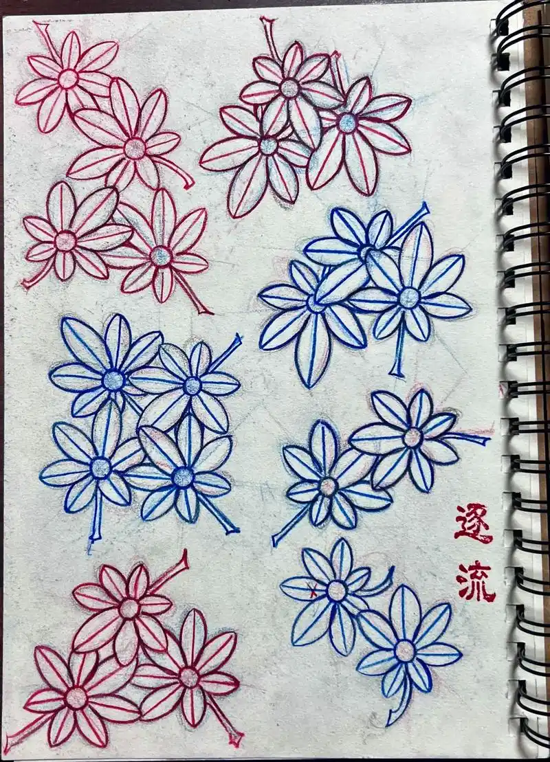 枫叶画法.跟@雲鹤-南流 学习#传统文化 #纹身手稿 #图案 - 抖音