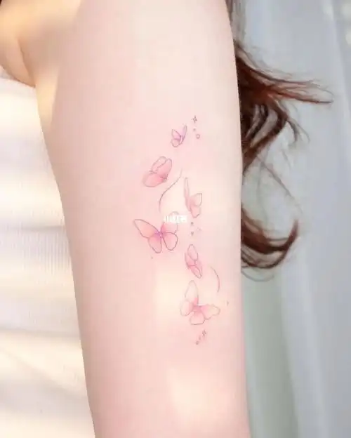 超级好看的粉色蝴蝶纹身03