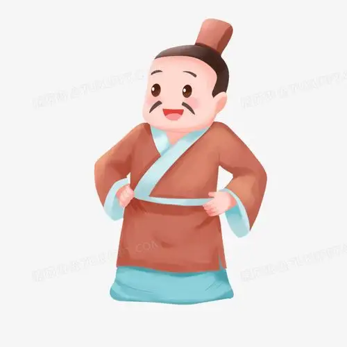 卡通手绘古代人物叉手在腰间免抠素材