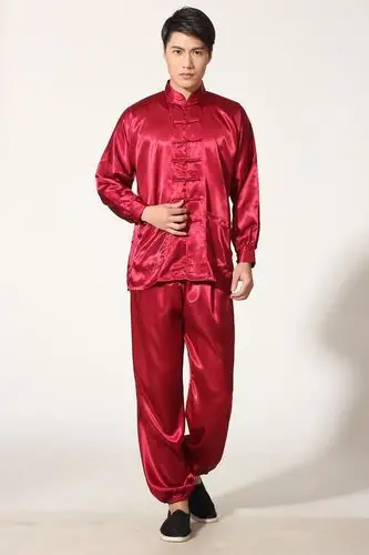 英雄春秋太极拳练功服男女武术晨练中国风服装丝绸紧长袖套装h58