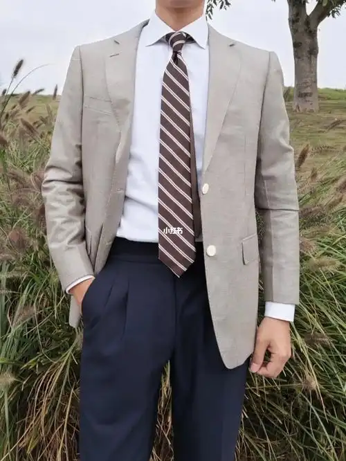 介于米色和卡其之间西装领带