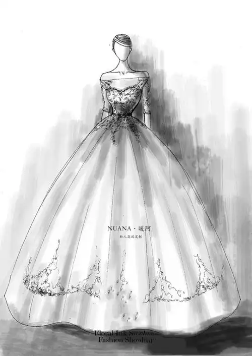 手绘 草图 素描 婚纱 礼服 优雅 唯美 艺术 草稿
