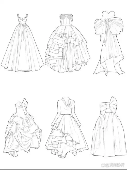 服装设计素材/礼服长裙款式图017815