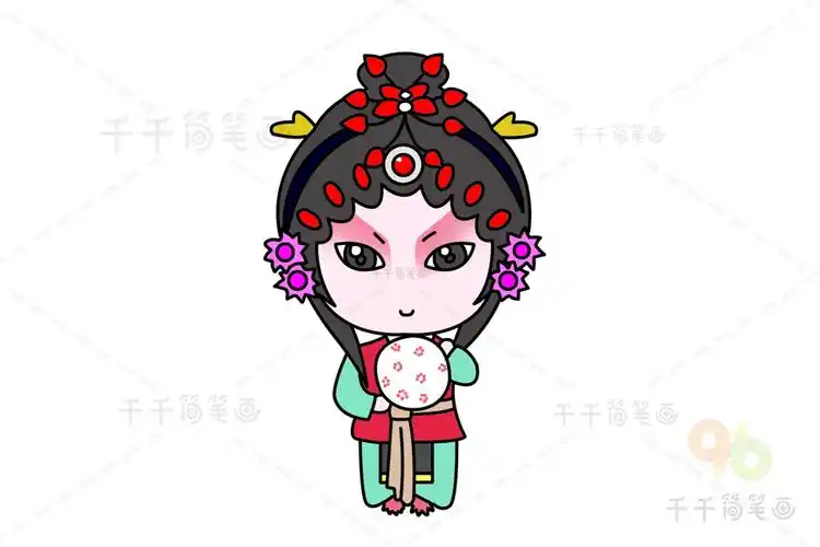 花旦简笔画步骤图