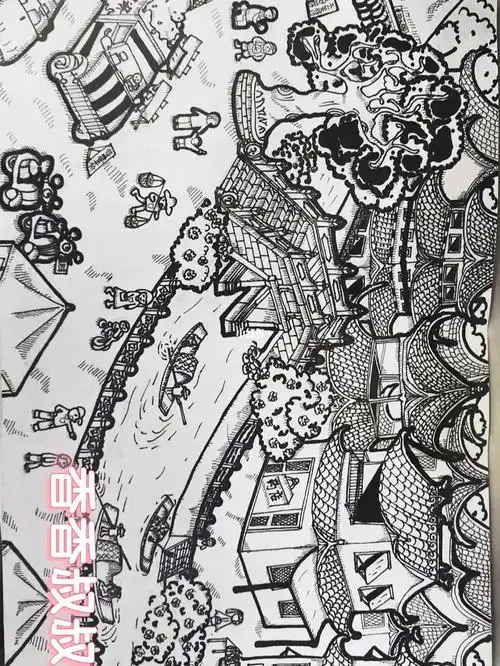 简笔画分享古镇简笔画