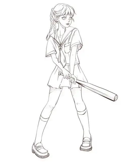 上色的全身线稿