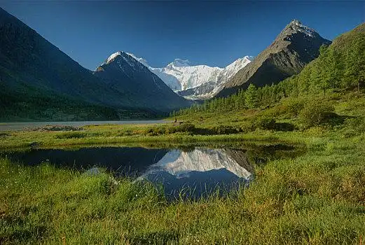 漂亮,山景,靠近,湖,高山湖,山地,水,山谷