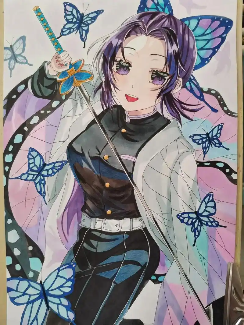 蝴蝶忍.#蝴蝶忍 #马克笔动漫人物 #马克笔手绘 #画画  - 抖音