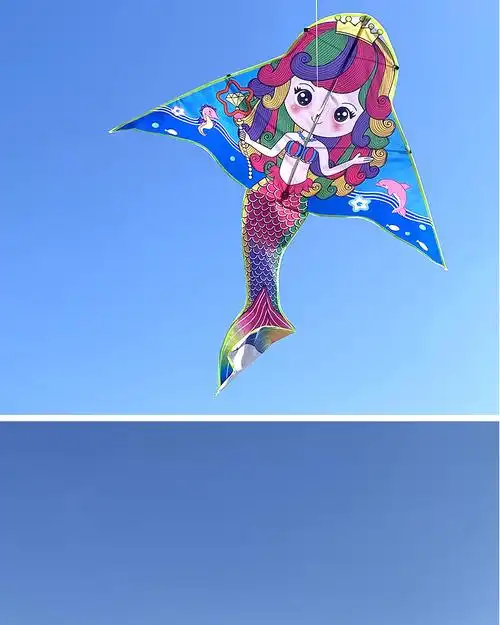 新款潍坊风筝热印亮布美人鱼热转移美人鱼大小风筝 儿童卡通风筝