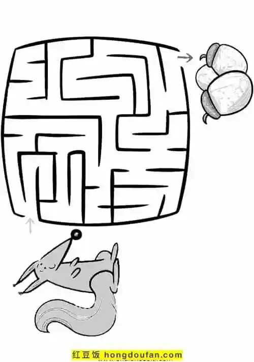 12张为3到5岁孩子们准备的可爱简单迷宫游戏图片-红豆饭小学生简笔画