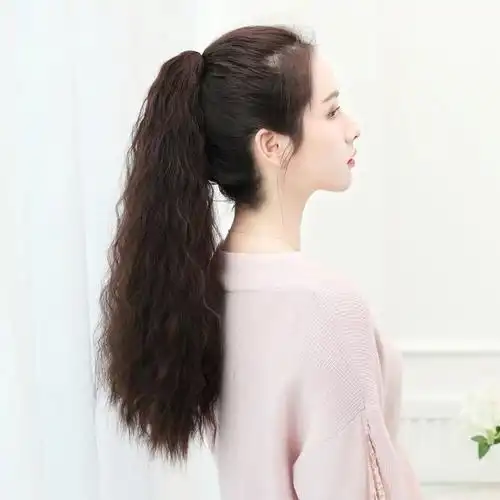 抖音同款女生长直发抓夹直马尾 自然隐形逼真镂空爪夹式马尾假发