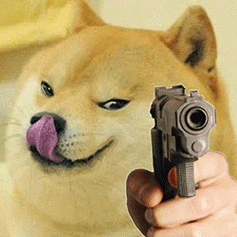 神烦柴犬拿枪表情包