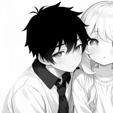 动漫二次元情侣头像黑白