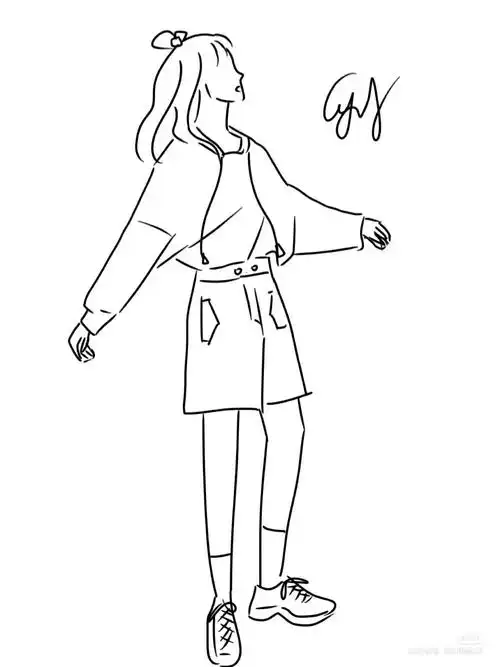 侧面女孩简笔画94