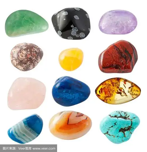 各种各样的鹅卵石,不同的颜色和图案
