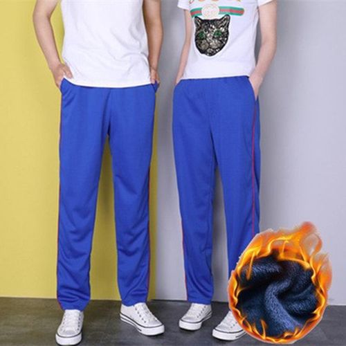 蓝色加绒校服裤子宝蓝色校裤男女纯蓝色宽松运动裤天蓝色光板裤子