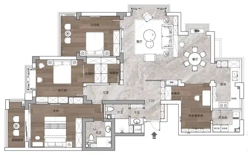 180㎡轻奢大平层承载三世同堂的温馨与幸福