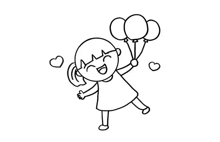儿童节绘画素材开心的小女孩简笔画画法步骤