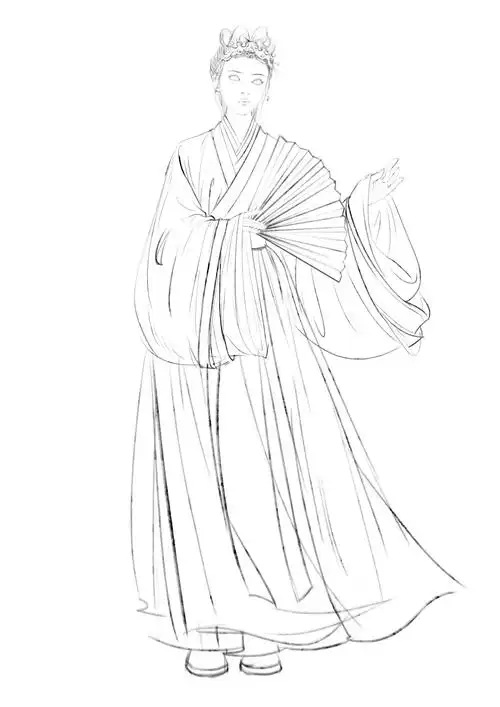 设计稿古风汉服插画板绘教程