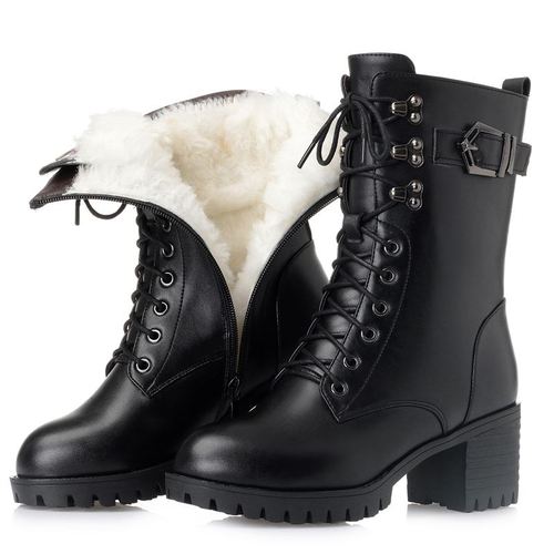 皮毛一体军靴女