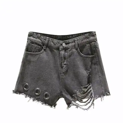 胖mm破洞牛仔短裤女大码夏季韩版高腰宽松200斤显瘦个性a字版热裤