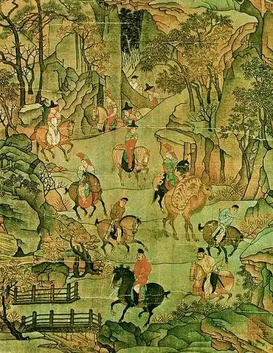 唐 李昭道 明皇幸蜀图 局部 绢本设.