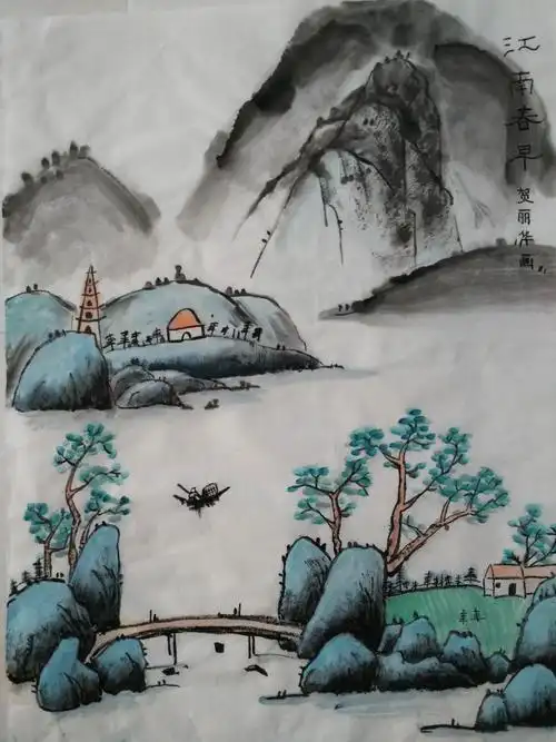 圆梦画室一部中级班2017年暑假写意山水画作品