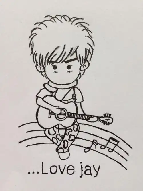 周杰伦简笔画卡通人物