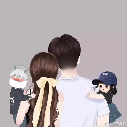 亲子头像一家四口背影图片