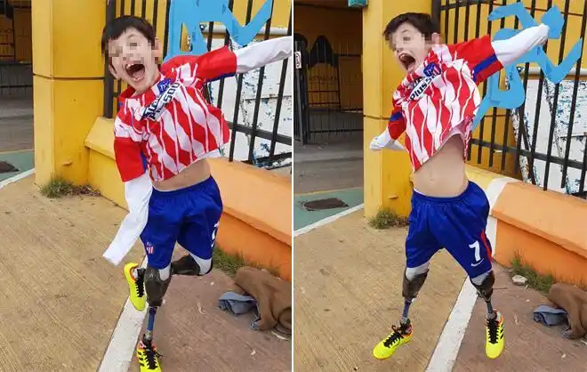 小迷弟失去四肢仍坚持踢球 格里兹曼邀请其来马德里观赛_足球天空网