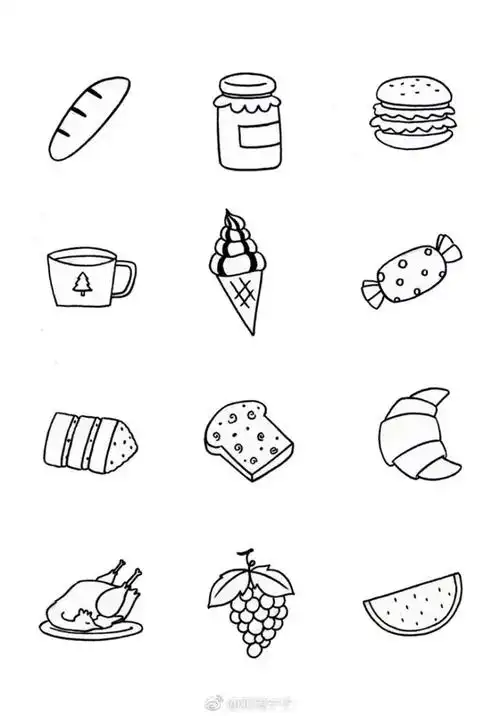 食物简笔画,简单易画,手账素材必备来自:…-堆糖,美好生活研究所
