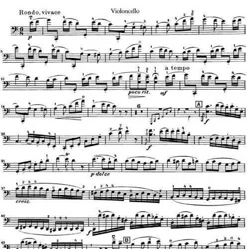 克林格尔c大调协奏曲第三乐章大提琴谱