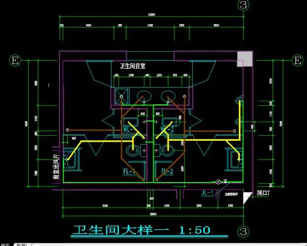 求帮我在这个平面图布给排水管道,急
