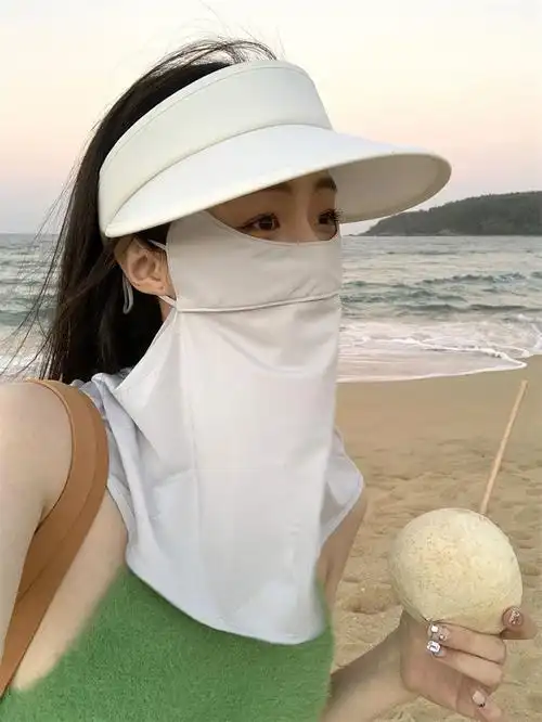 珀灵新款口罩女夏季全脸面罩骑行夏天薄款遮脸冰丝面纱口罩护颈脖子