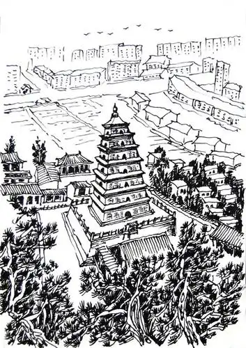 陕西十大古塔(高海平钢笔速写版)