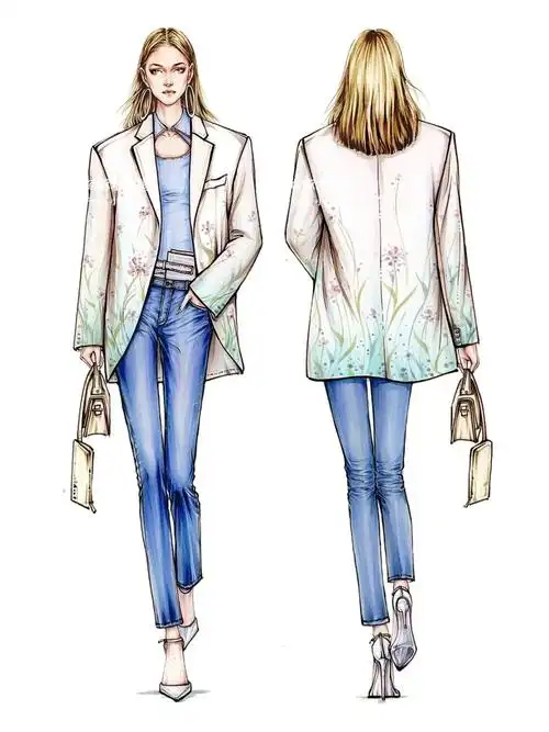 北京服装学院  #马克笔  #西装  #牛仔  #手绘  #武汉纺织大学服