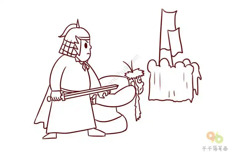 擒获犯人的士兵简笔画_古代人物简笔画