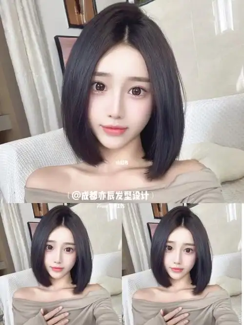 气质甜美"免打理齐肩短发"7815适合方圆脸肉脸