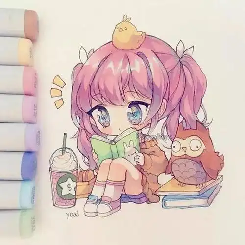 画法q版教程二次元动漫人物简笔画图片可爱二次元动漫女生二次元简笔