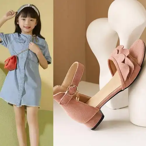 女童凉鞋女孩子公主鞋2022夏季新款时尚软底小学生网红儿童高跟鞋