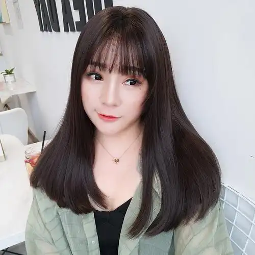假发女长直发隐形无痕气质修脸整顶自然空气齐刘海网红锁骨发头套