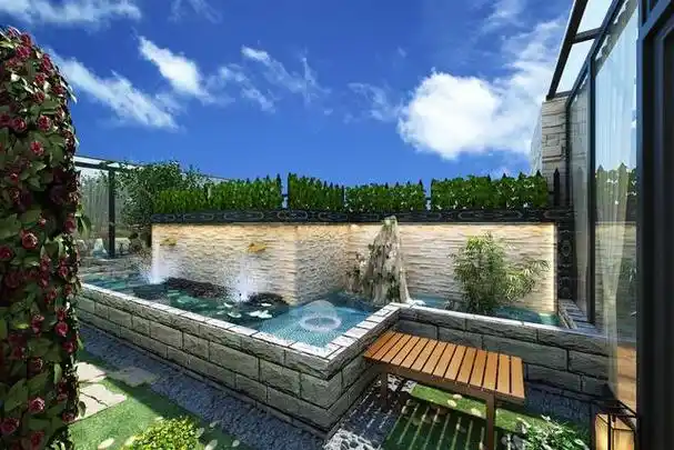 欧式喷泉水景,这种样式适合用于简欧,欧式,美式的庭院中.