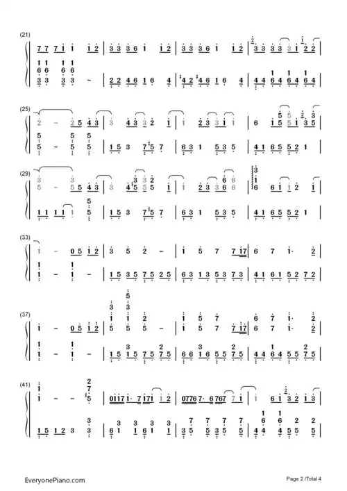 告白气球-完美演奏版双手简谱预览2