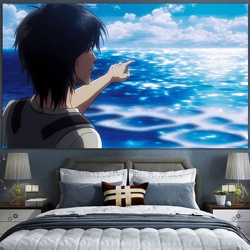 动漫进击的巨人艾伦房间寝室背景装饰挂布学生宿舍壁画装饰定制