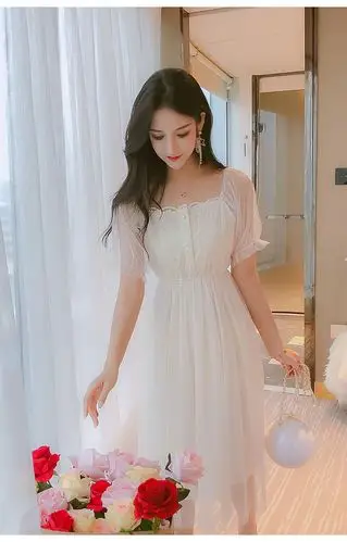 气质网纱连衣裙子女装夏季2020年新款流行时尚衣服夏天显瘦小个子少女