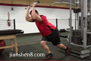 拉力器臂屈伸 -拉力器臂屈伸锻炼肱三头肌动作图解