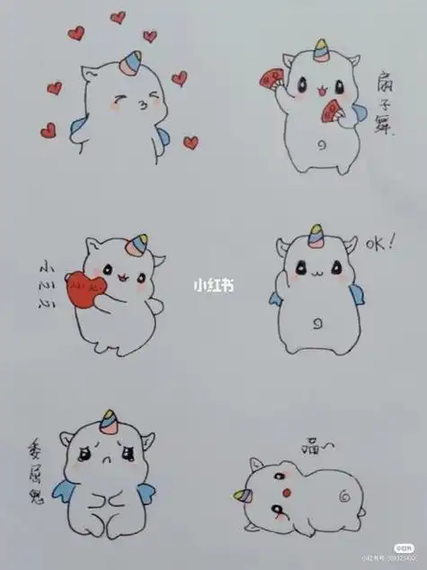 小团子简笔画100种超萌小团子简笔画黑白十二生肖q版超萌简笔画的笔画