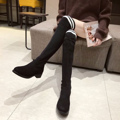 秋冬季过膝长靴2021新款高筒靴黑色百搭显瘦外穿时装靴