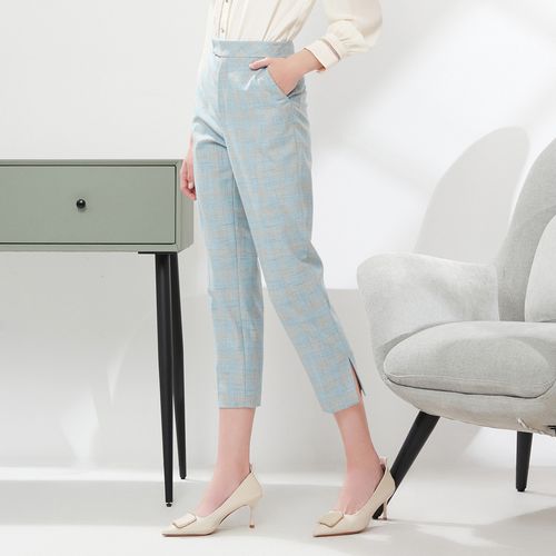 【商场同款】通勤格纹直筒裤女显瘦九分休闲裤春季