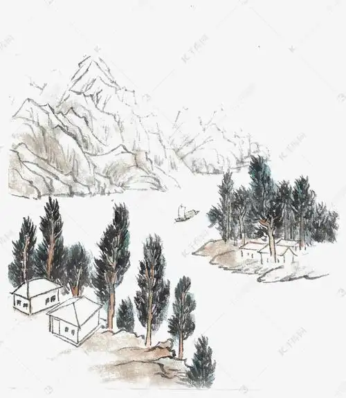 中国风水墨天山天池